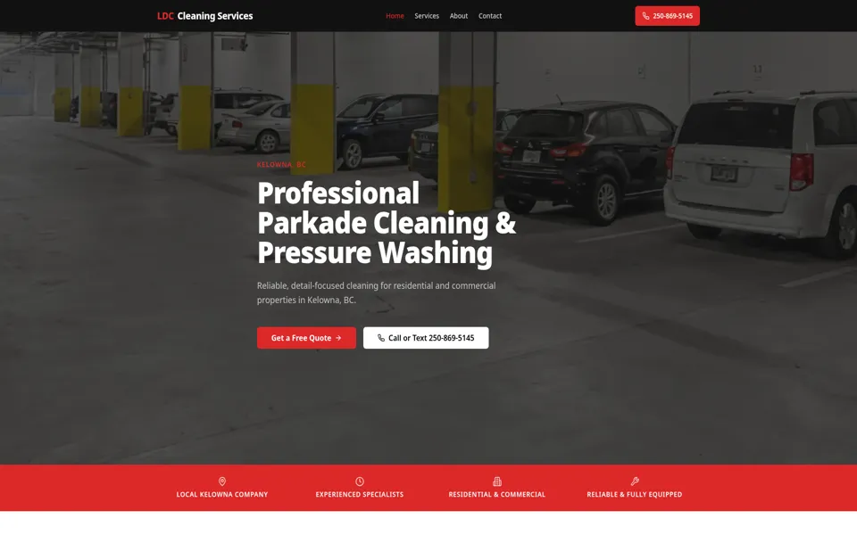 Home page of the LDC Cleaning website